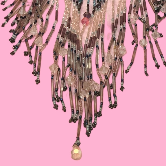 Vintage Bohemian hippie handcrafted beaded fringe necklace Halloween Dress Up - Picture 8 of 16